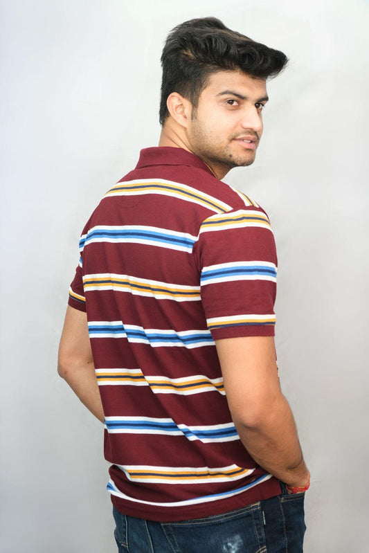 Red Yellow Blue Designer Polo T-Shirt | Men Quirky Vibe - Quirky Vibe India