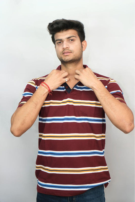 Red Yellow Blue Designer Polo T-Shirt | Men Quirky Vibe - Quirky Vibe India