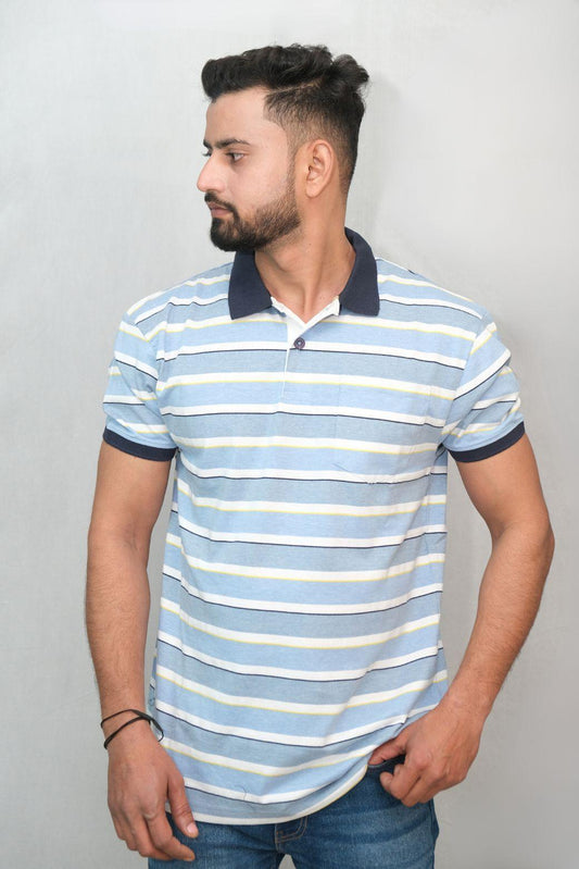 Light Blue Grey Designer Polo T-Shirt | Men Quirky Vibe - Quirky Vibe India