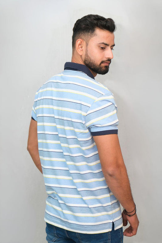 Light Blue Grey Designer Polo T-Shirt | Men Quirky Vibe - Quirky Vibe India