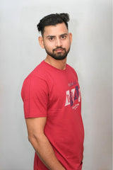 Red Color Denim Text T-Shirt | Boys Quirky Vibe - Quirky Vibe India