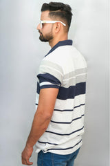 Blue White Designer Polo T-Shirt | Men Quirky Vibe - Quirky Vibe India