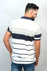 Blue White Designer Polo T-Shirt | Men Quirky Vibe - Quirky Vibe India