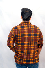 Orange Brown Plaid Shacket | Men Quirky Vibe - Quirky Vibe India