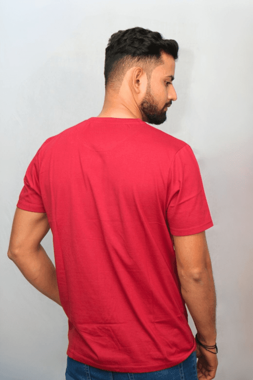 Red Color Denim Text T-Shirt | Boys Quirky Vibe - Quirky Vibe India