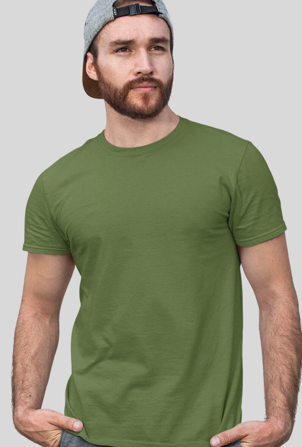 SOLID OLIVE GREEN T-SHIRT | Quirky Vibe - Quirky Vibe India